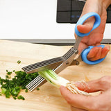 Stainless Steel Multifunction 5 Layers Vegetable Scissor - Blue