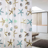 Shell Starfish Printed Bathroom Shower And Toilet Curtain - White Blue