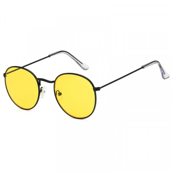 Retro Color Film Round Frame Sunglasses - Yellow