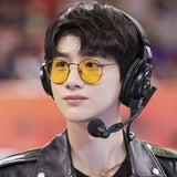 Retro Color Film Round Frame Sunglasses - Yellow