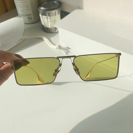 Metal Frame Square Small Sunglasses - Green - Shop N Save