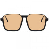 Retro Square Half Frame Sunglasses - Black