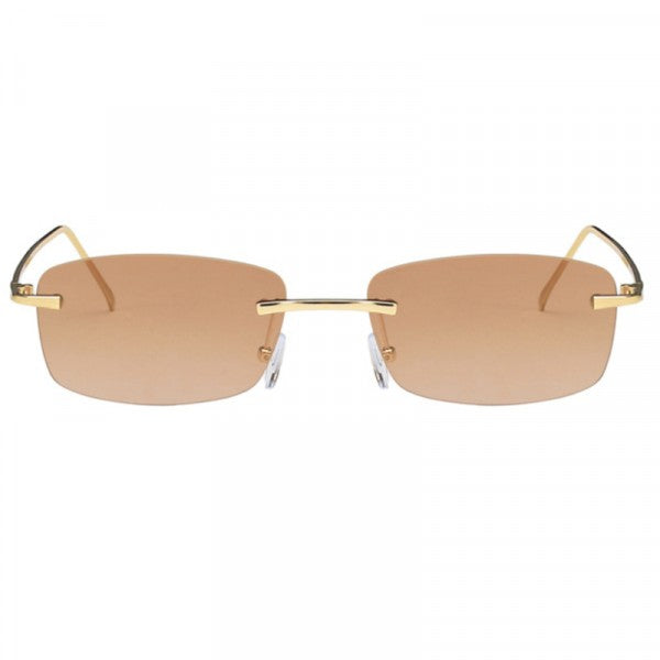 Metal Leg Vintage Rimless Sun Glasses - Brown - Shop N Save
