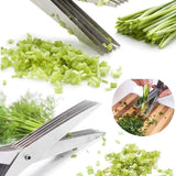 Stainless Steel Multifunction 5 Layers Vegetable Scissor - Green