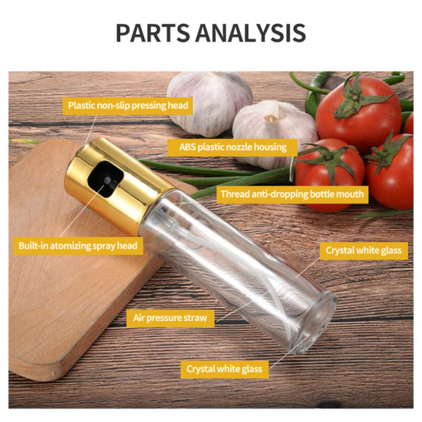 100Ml Glass Bottle Mister BBQ Oil Sprayer - Golden