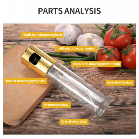 100Ml Glass Bottle Mister BBQ Oil Sprayer - Golden