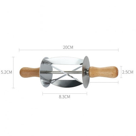 Wooden Handle Roller Slices Cake Bread Cutter - Silver - Shop N Save