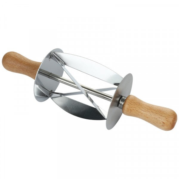 Wooden Handle Roller Slices Cake Bread Cutter - Silver - Shop N Save