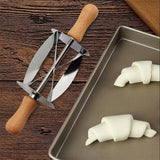Wooden Handle Roller Slices Cake Bread Cutter - Silver - Shop N Save