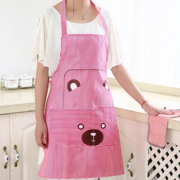 Fashionable Bear Print Hanging Apron - Red - Much My