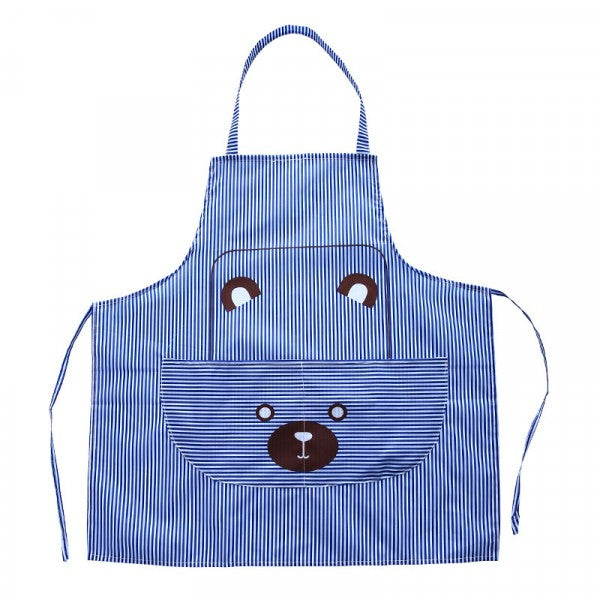 Fashionable Bear Print Hanging Apron - Blue - Much My