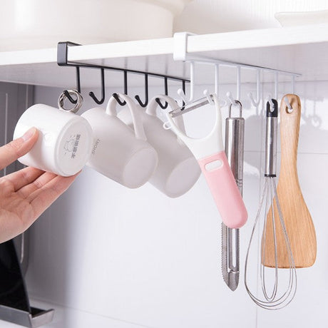 Cabinet Wardrobe Hanging Frame 6 Row Hook - Black - Much My