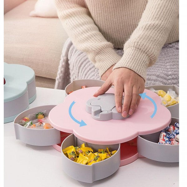Bloom Snack Petal Shape Rotating Fruit Nut Box - Blue - Much My