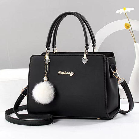 Ladies Heart Decoration High Class Handbag - Black - Shop N Save