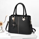 Ladies Floral Decoration Hight Fashion Handbag - White - Shop N Save