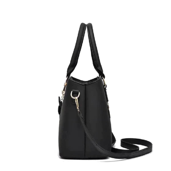 Ladies Floral Decoration Hight Fashion Handbag - Black - Shop N Save