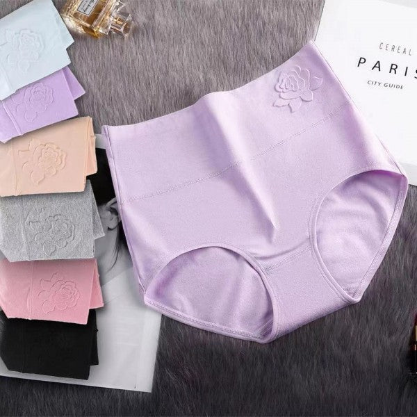 Soft Embossed Rose Cotton Ladies Underwear - Light Purple
