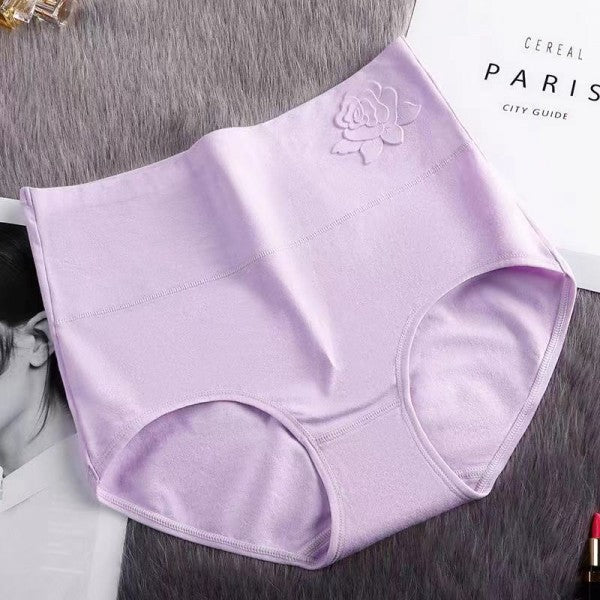 Soft Embossed Rose Cotton Ladies Underwear - Light Purple