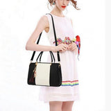 Women Fashion High Quality Double Handle Handbag - Black and White