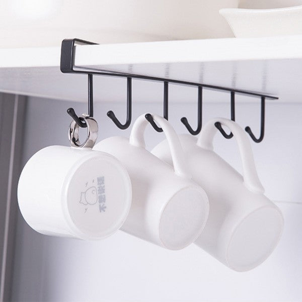 Cabinet Wardrobe Hanging Frame 6 Row Hook - Black - Much My