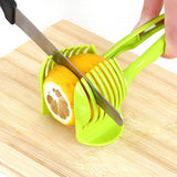 Handheld Fruit Vegetable Round Shape Slicing Holder - Green