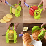 Handheld Fruit Vegetable Round Shape Slicing Holder - Green