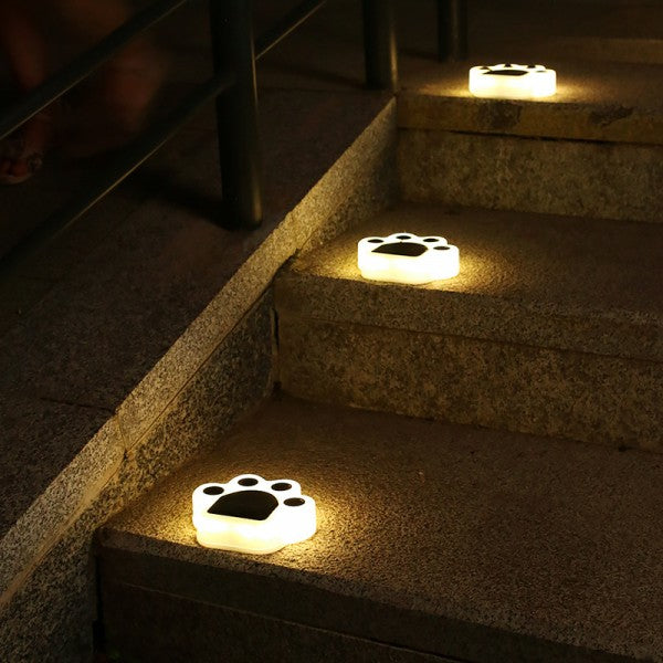 2 Piece Paws Design Solar Charge Home Garden Decoration Light