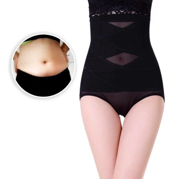 High Waist Seamless Cross Body Shaping Underwear - Black