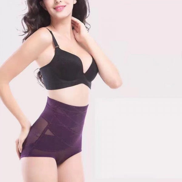 High Waist Seamless Cross Body Shaping Underwear - Purple