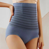 Ladies High Waist Flat Belly Seamless Slimming Shapewear - Blue