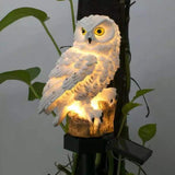 Outdoor Garden Solar Powered Owl Waterproof Lamps - White