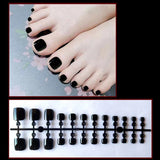 24 Pieces Pure Color Full Cover Toe Fake Nails Set - Black