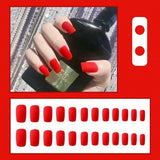 24 Pieces Matte Reusable Long Fake Nails Set - Red