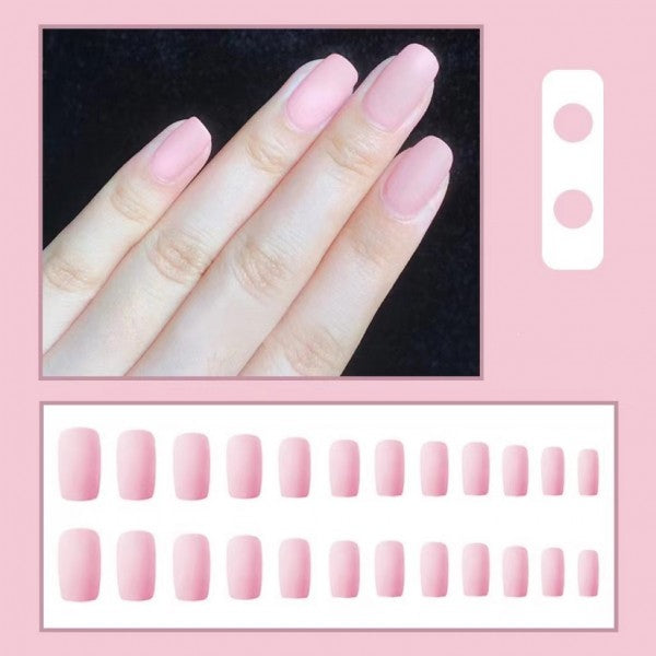 24 Pieces Matte Reusable Long Fake Nails Set - Light Pink