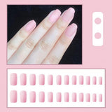 24 Pieces Matte Reusable Long Fake Nails Set - Light Pink