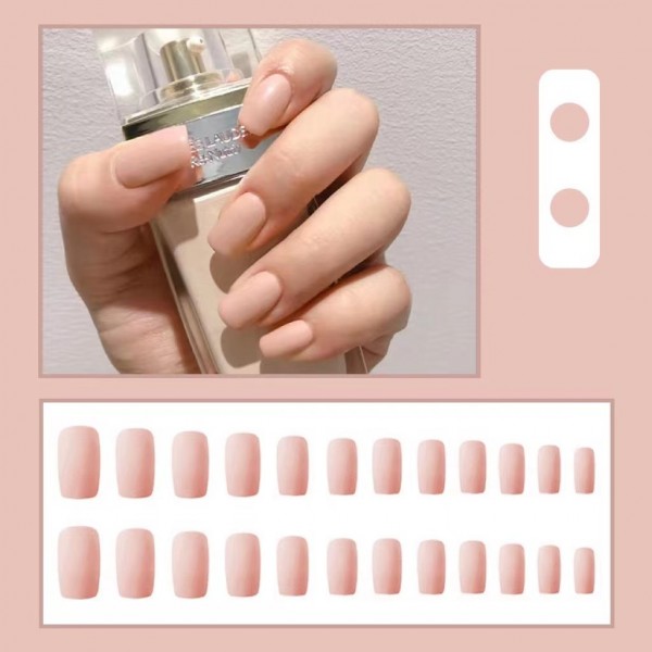 24 Pieces Matte Reusable Long Fake Nails Set - Lotus Pink