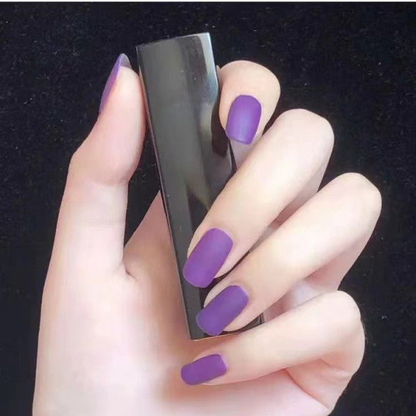 24 Pieces Matte Reusable Long Fake Nails Set - Purple - Shop N Save