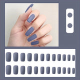 24 Pieces Matte Reusable Long Fake Nails Set - Black Purple