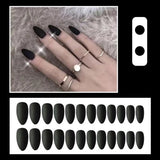 24 Pieces Long Pointed Matte Frosted Nail Patch Set - Black
