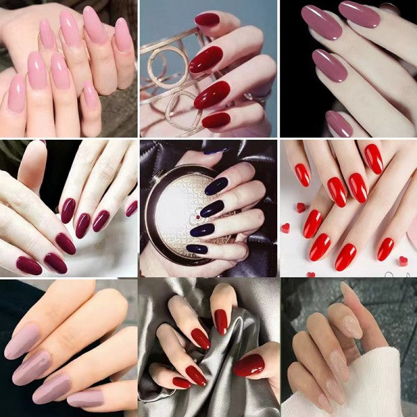 24 Pieces Pure Color Beauty Fake Nails Set With Glue - Skin - Shop N Save