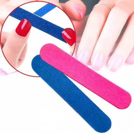 5 Piece Portable Double Sided Nail File Scrubbing Strips - Blue Pink