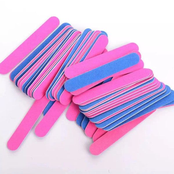 5 Piece Portable Double Sided Nail File Scrubbing Strips - Blue Pink