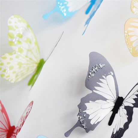 18 Pcs 3D Crystal Shiny Wall Decor Butterfly Sticker Set - Pink Red