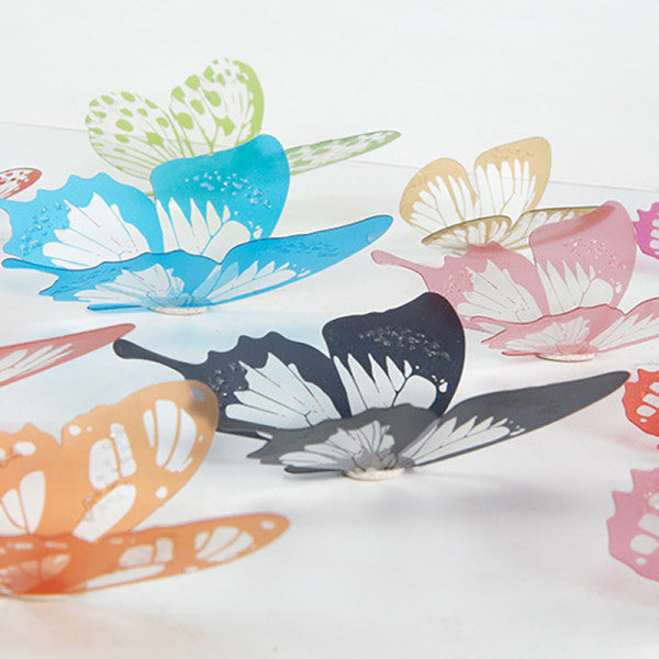 18 Pcs 3D Crystal Shiny Wall Decor Butterfly Sticker Set - Pink Red