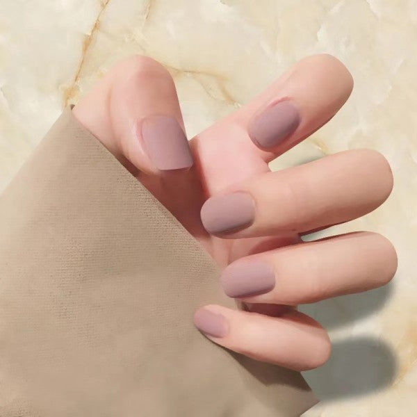 24 Pieces Pure Color Waterproof Nail Set With Glue