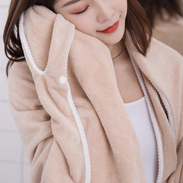 Wearable Bath Towel Absorbent Coral Fleece Sling Towel Skirt - 80x135 CM - Light Brown