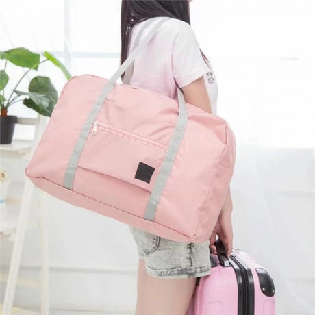 Waterproof Lightweight Double Handle Wide Capacity Travel Bag - Pink Orange