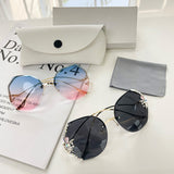 Women Fashion Diamond Rimless Sunglasses - Blue Pink - Shop N Save