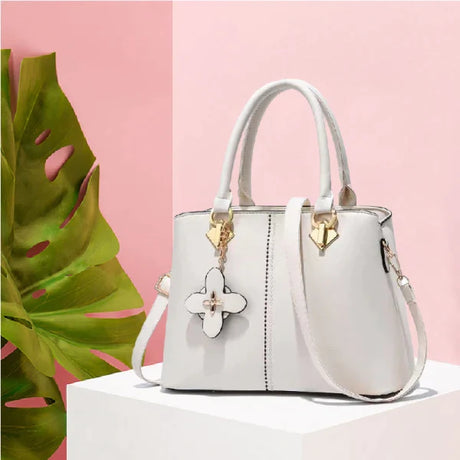Ladies Floral Decoration Hight Fashion Handbag - Black - Shop N Save