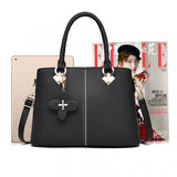 Ladies Floral Decoration Hight Fashion Handbag - White - Shop N Save